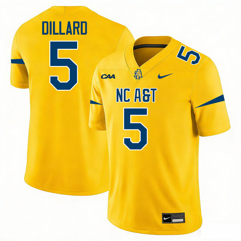 North Carolina A&T Aggies #5 Jayvonne Dillard College Football Jerseys,Uniforms-Gold